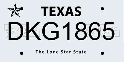 DKG1865 Texas License Plate