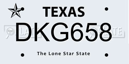 DKG658 Texas License Plate