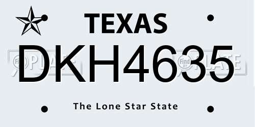 DKH4635 Texas License Plate