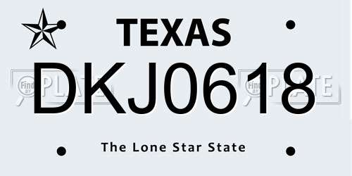 DKJ0618 Texas License Plate