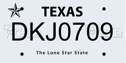 DKJ0709 Texas License Plate
