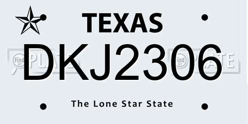 DKJ2306 Texas License Plate
