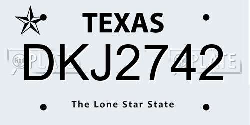 DKJ2742 Texas License Plate