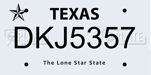 DKJ5357 Texas License Plate