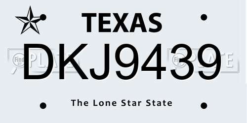 DKJ9439 Texas License Plate