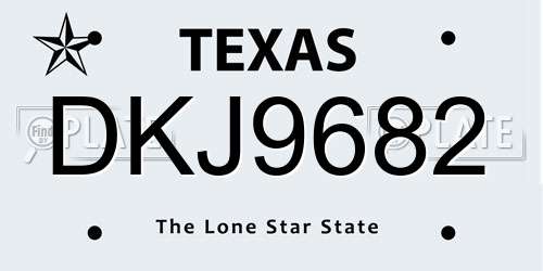 DKJ9682 Texas License Plate