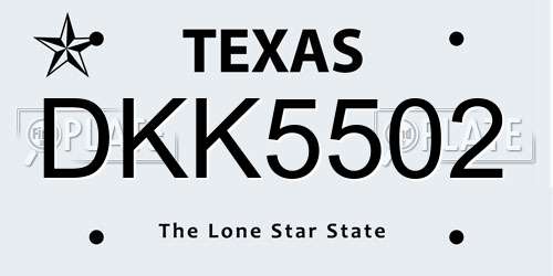 DKK5502 Texas License Plate