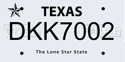 DKK7002 Texas License Plate