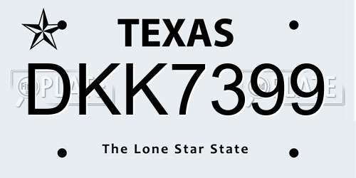 DKK7399 Texas License Plate