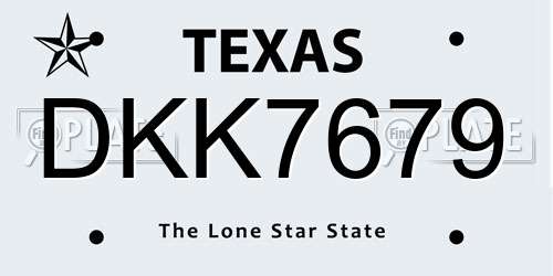 DKK7679 Texas License Plate