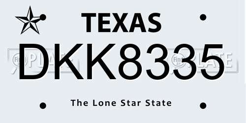 DKK8335 Texas License Plate