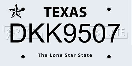 DKK9507 Texas License Plate