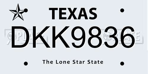 DKK9836 Texas License Plate