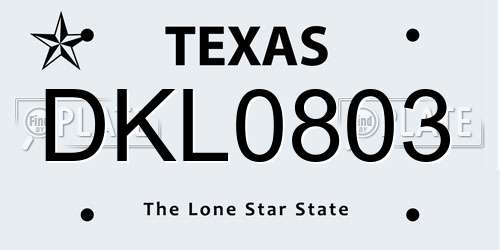 DKL0803 Texas License Plate