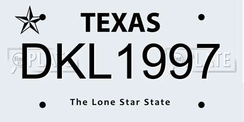 DKL1997 Texas License Plate