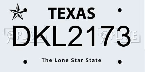 DKL2173 Texas License Plate