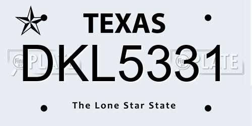 DKL5331 Texas License Plate