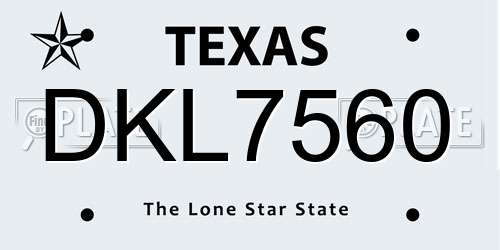 DKL7560 Texas License Plate