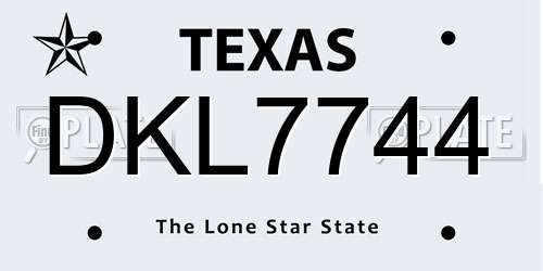 DKL7744 Texas License Plate