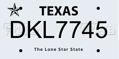 DKL7745 Texas License Plate