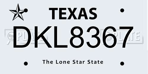 DKL8367 Texas License Plate