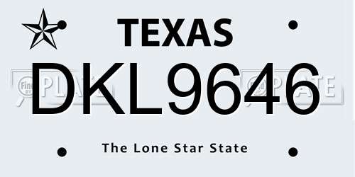 DKL9646 Texas License Plate