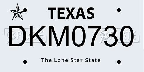 DKM0730 Texas License Plate