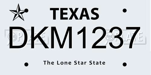 DKM1237 Texas License Plate