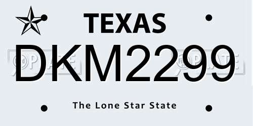 DKM2299 Texas License Plate