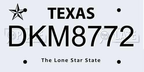DKM8772 Texas License Plate