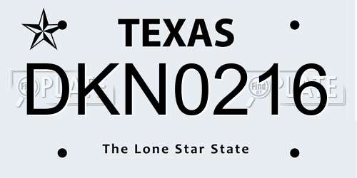 DKN0216 Texas License Plate