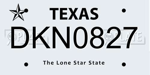 DKN0827 Texas License Plate
