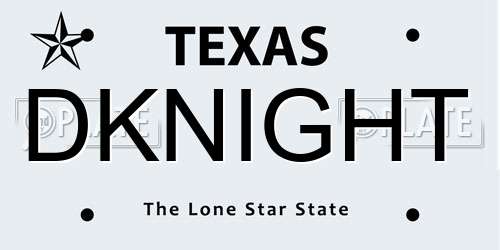 DKNIGHT Texas License Plate