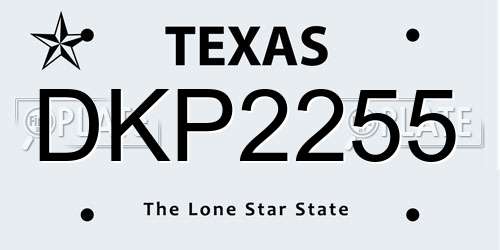 DKP2255 Texas License Plate