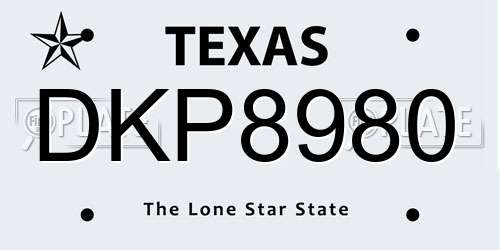 DKP8980 Texas License Plate