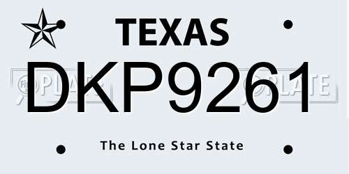 DKP9261 Texas License Plate