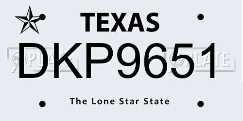 DKP9651 Texas License Plate