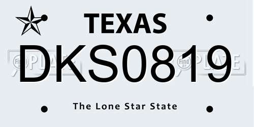 DKS0819 Texas License Plate
