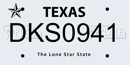 DKS0941 Texas License Plate
