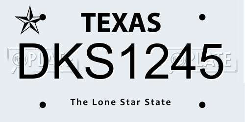DKS1245 Texas License Plate