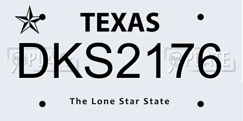 DKS2176 Texas License Plate
