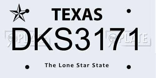 DKS3171 Texas License Plate