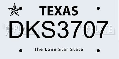 DKS3707 Texas License Plate