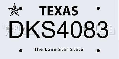 DKS4083 Texas License Plate