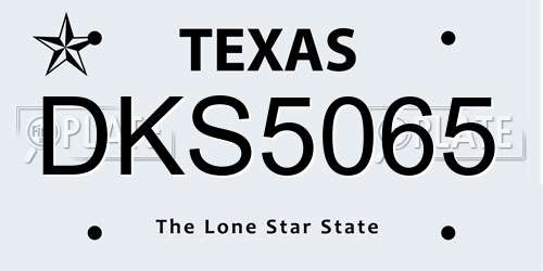 DKS5065 Texas License Plate