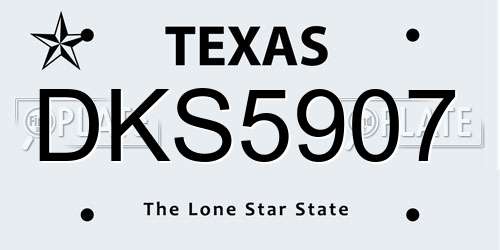 DKS5907 Texas License Plate
