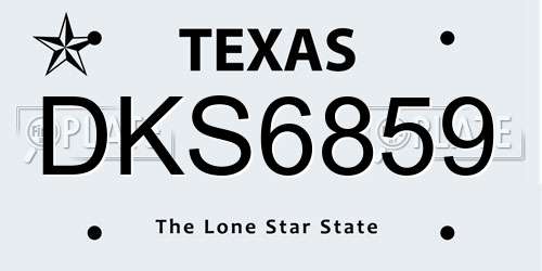 DKS6859 Texas License Plate
