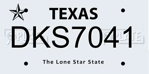 DKS7041 Texas License Plate