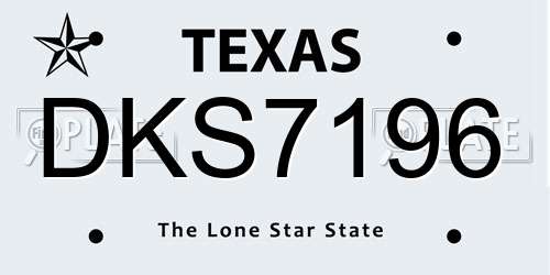 DKS7196 Texas License Plate