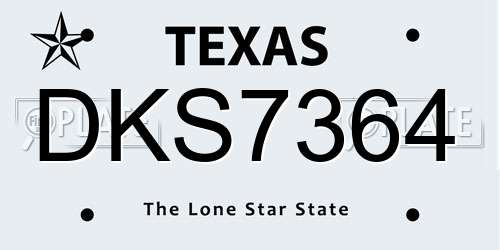 DKS7364 Texas License Plate